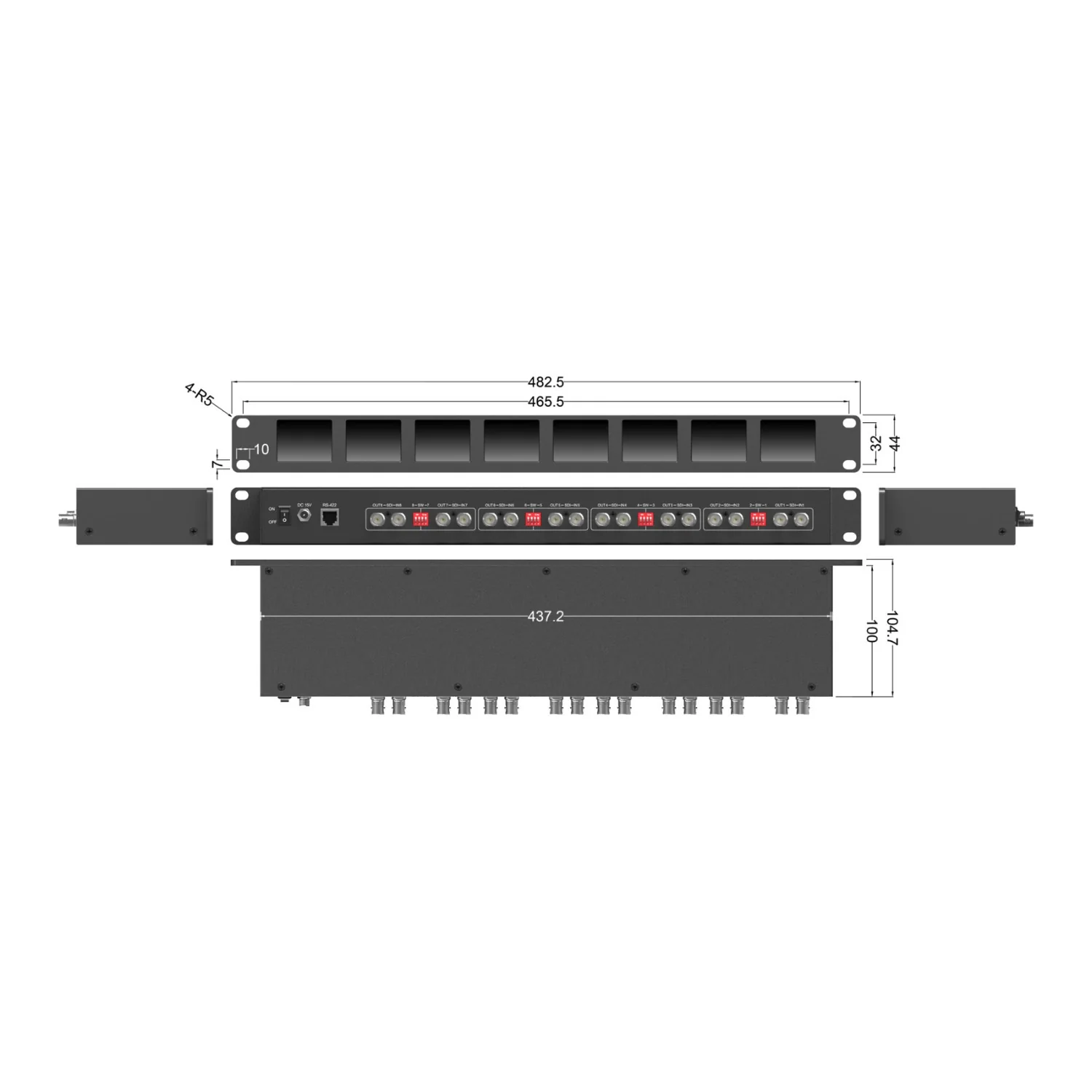 Lilliput RM-0208S 8x2-Inch 1RU Rackmount Monitors with SDI Equalization and Reclock - Image 3