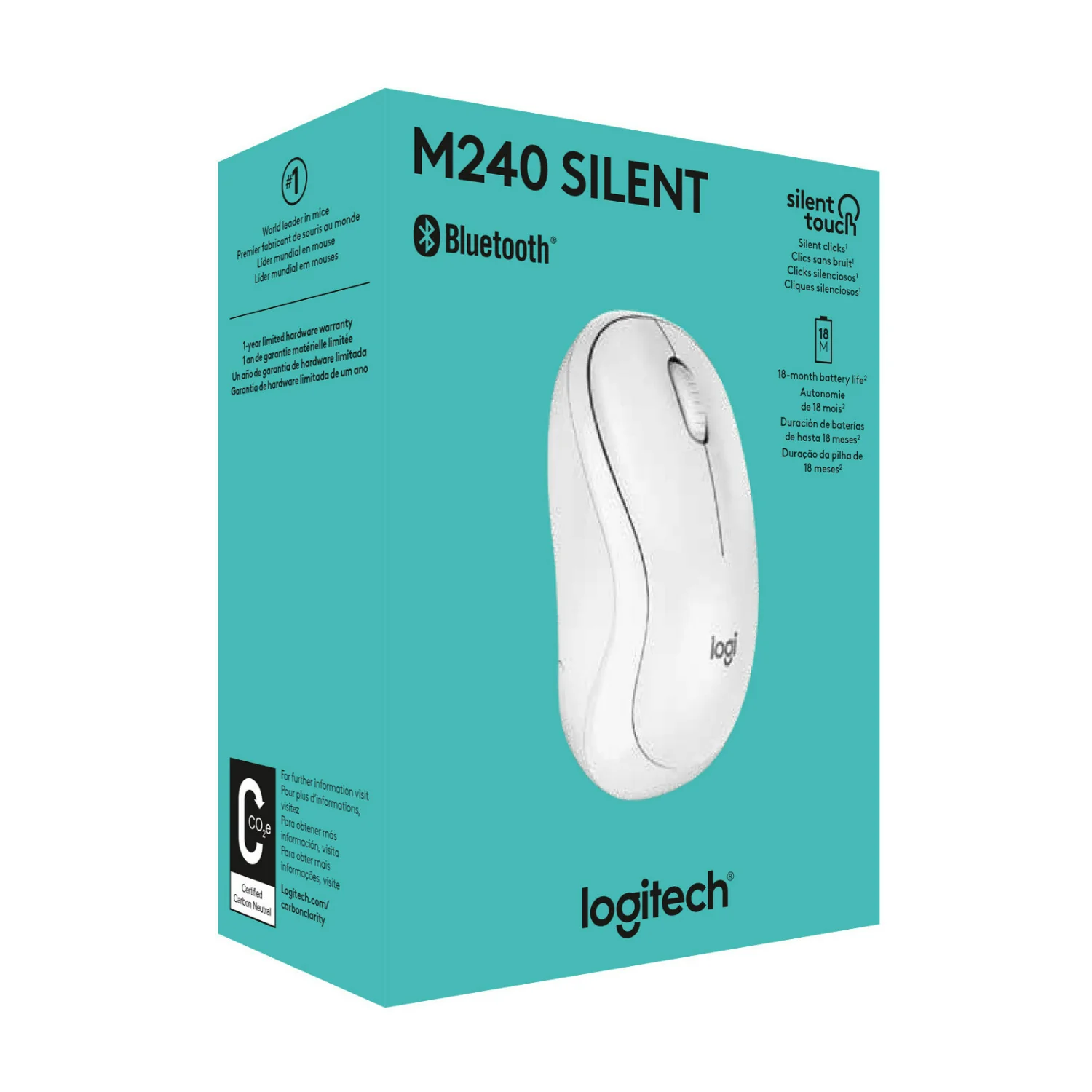 Logitech M240 Silent Cordless Long Range Bluetooth Mouse with Pre-Installed AAA Battery (Off-White) - Image 7
