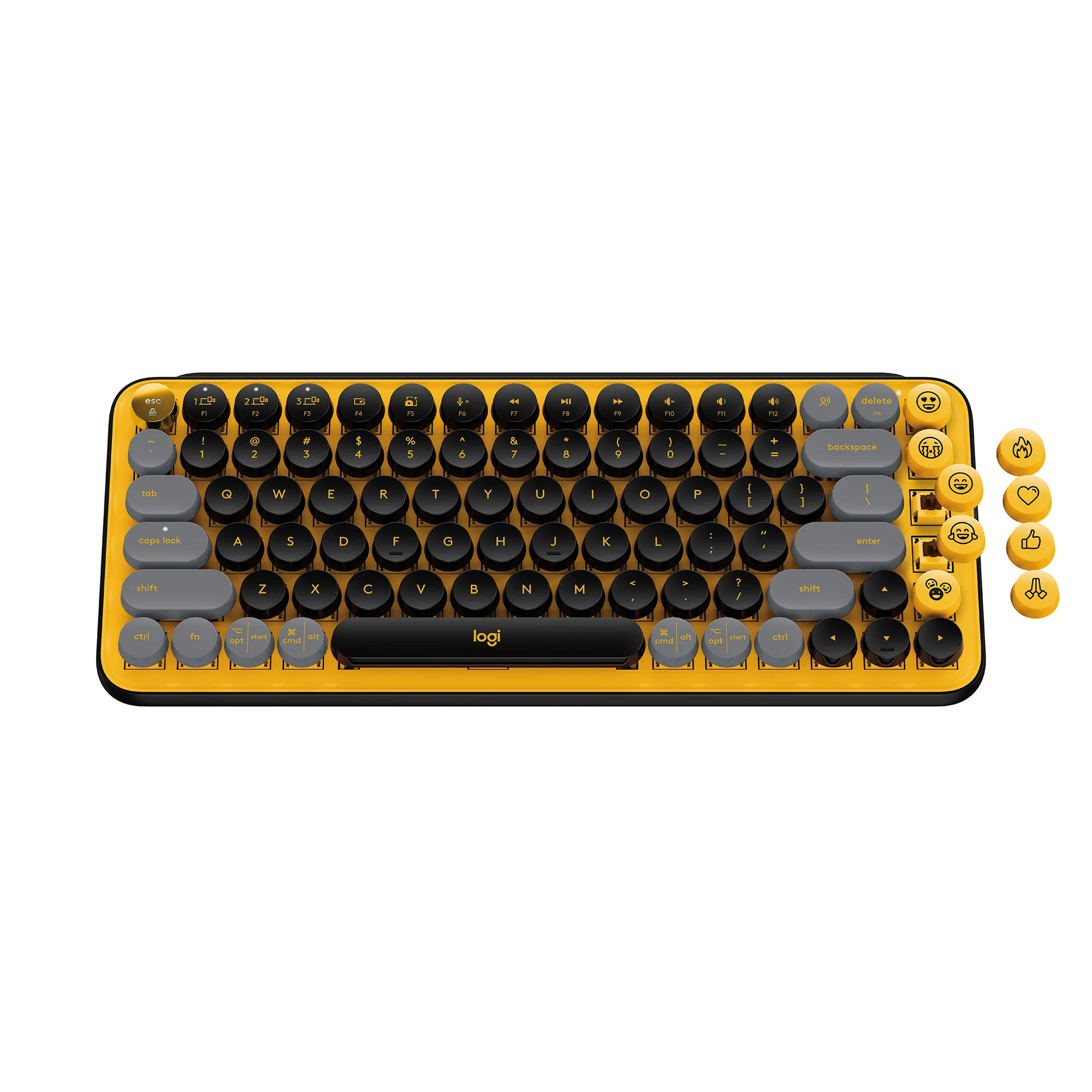 Logitech Pop Keys Wireless Mechanical Keyboard with Emoji Keys (Yellow) w/Wireless Mouse & Desk Mat - Image 2