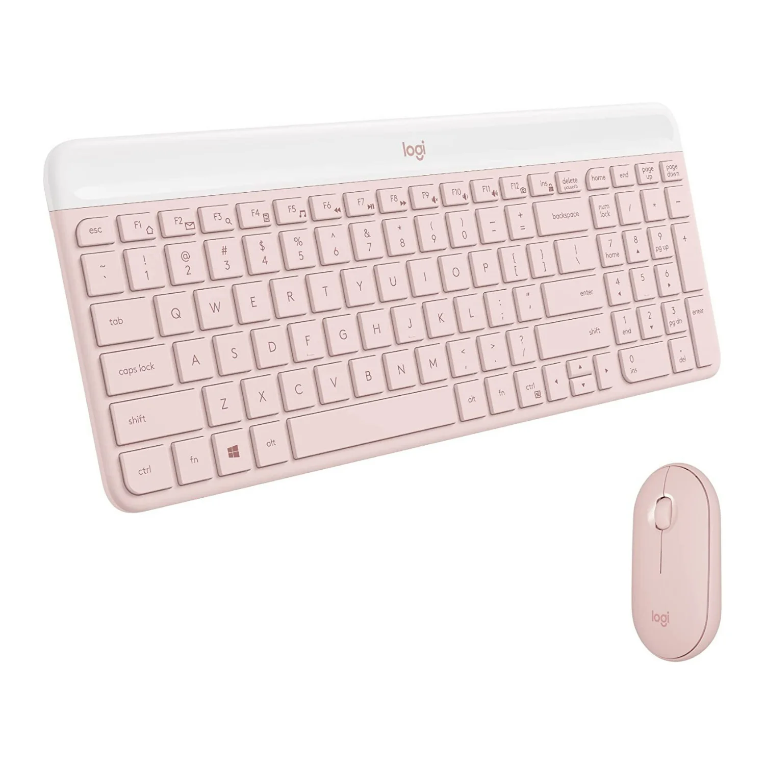 Logitech MK470 Slim Wireless Keyboard and Mouse Combo with Modern Compact Layout (Rose)