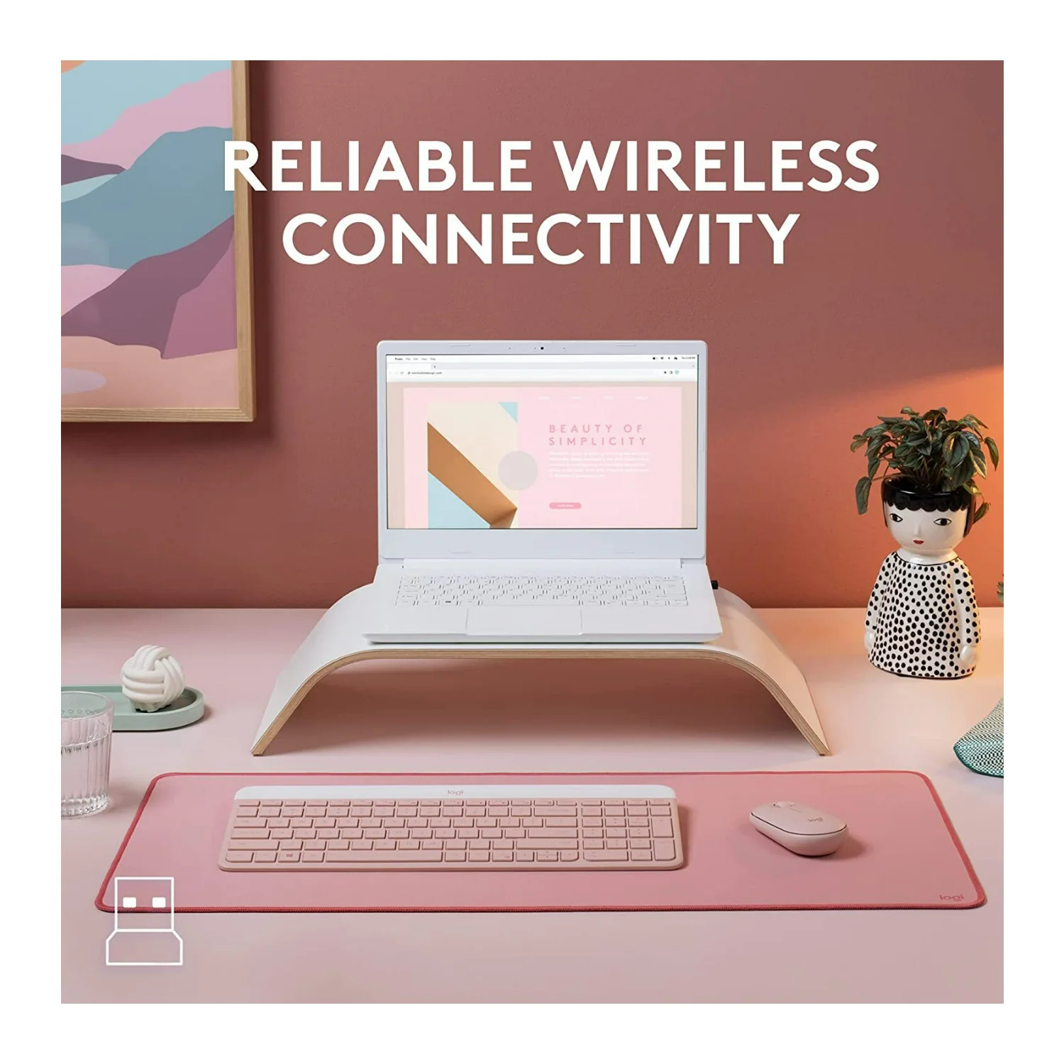 Logitech MK470 Slim Wireless Keyboard and Mouse Combo with Compact Layout (Rose) Bundle - Image 3