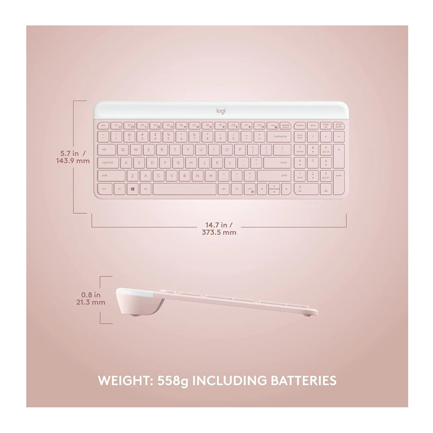 Logitech MK470 Slim Wireless Keyboard and Mouse Combo with Compact Layout (Rose) Bundle - Image 6