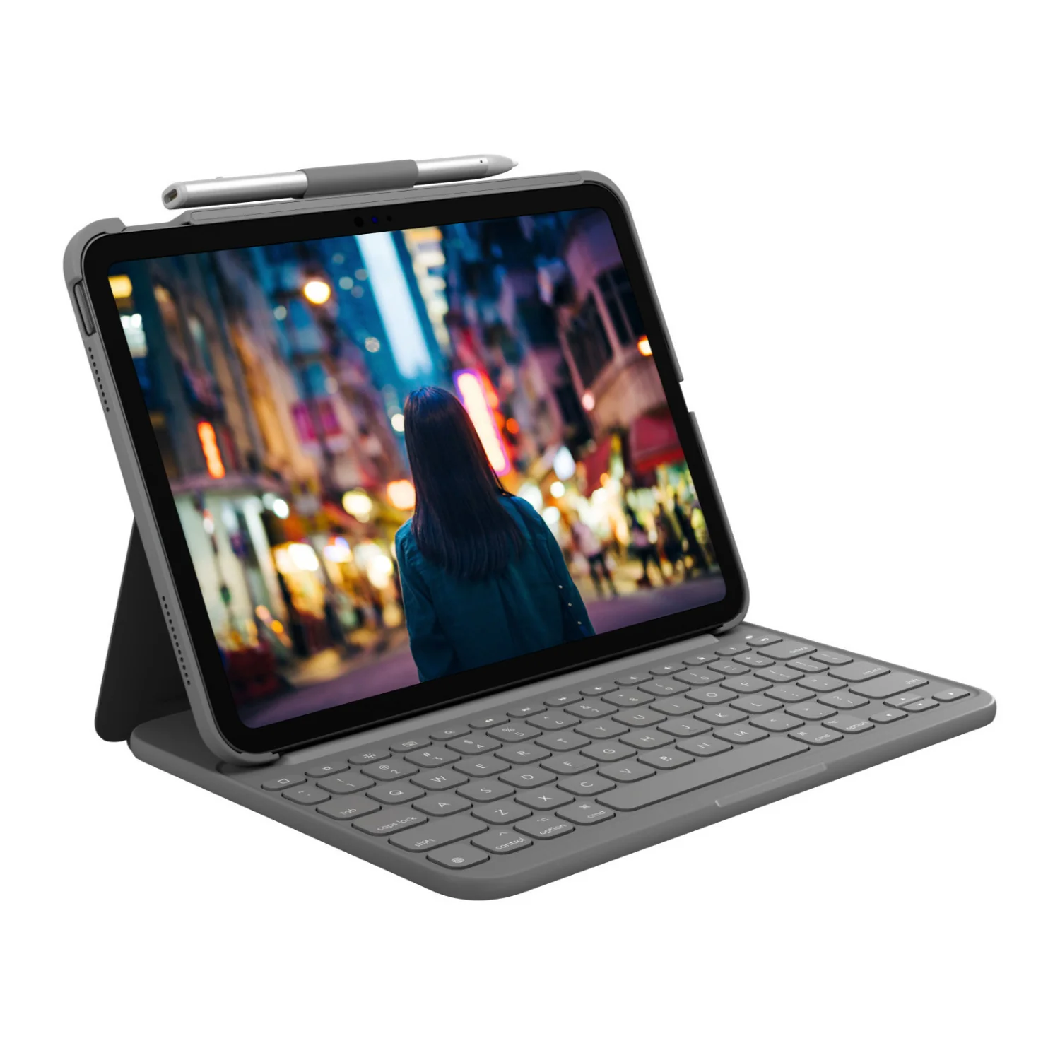 Logitech Slim Folio Keyboard Case for 10th Generation iPad (Oxford Gray) - Image 2