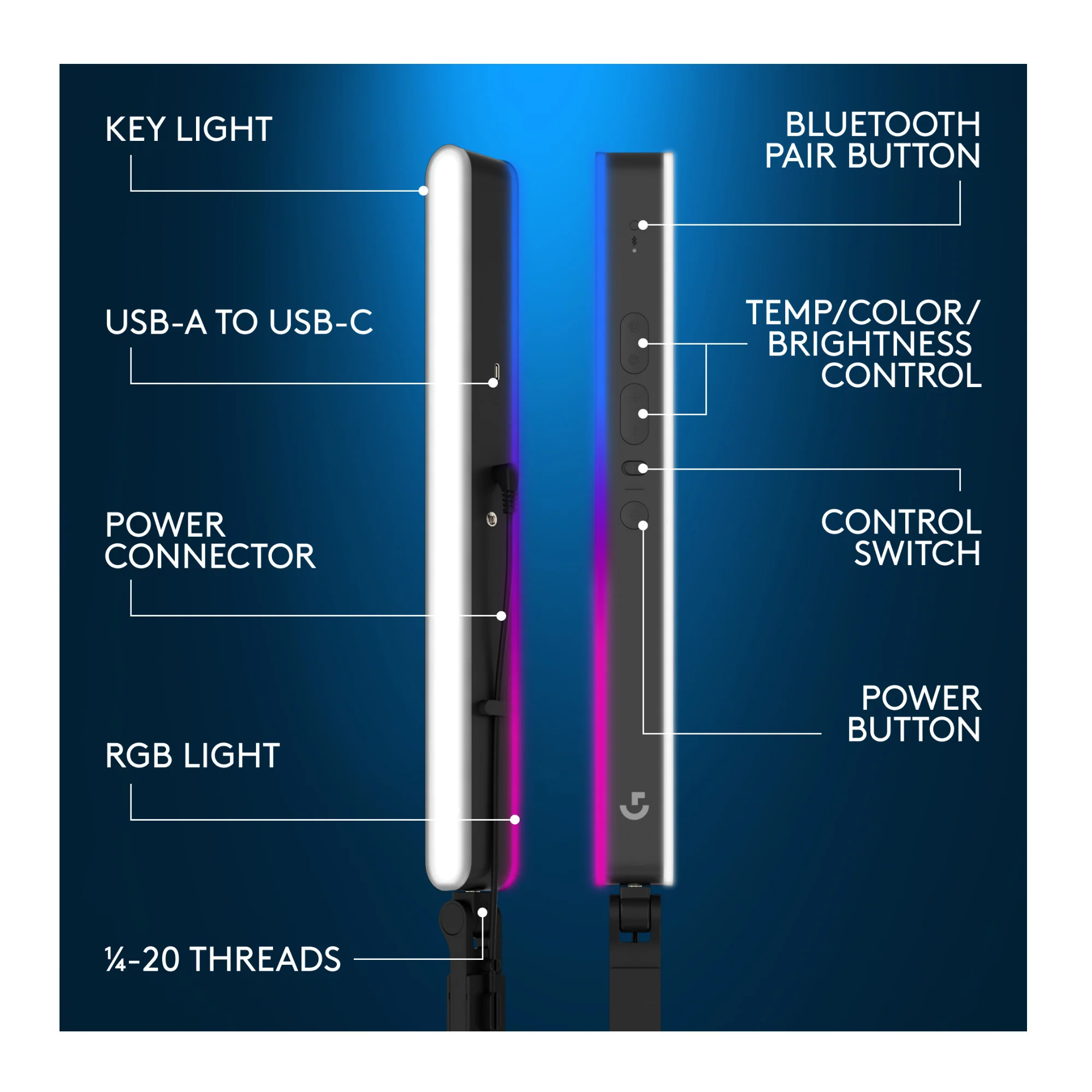 Logitech G Litra Beam LX Dual-Sided Streaming Light with TrueSoft Technology (Open Box) - Image 6