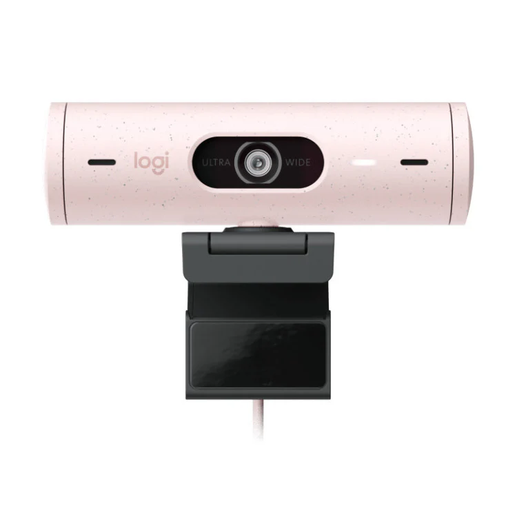 Logitech Brio 500 Webcam with Selfie Ring Light Stand and USB Hub (Rose) - Image 2