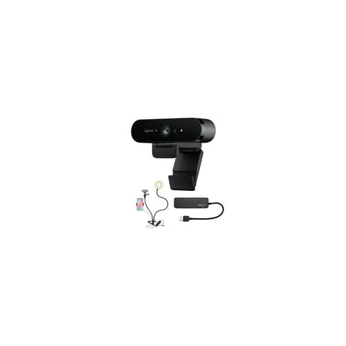 Logitech Brio Ultra HD Webcam with Knox Gear Selfie Ring Light and 4-Port USB Hub Bundle - Image 3