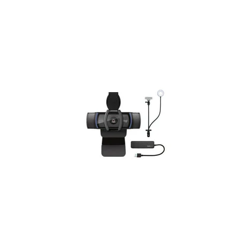 Logitech C920S Pro HD Webcam with Knox Gear Webcam Stand with Selfie Ring Light and 4-Port USB Hub - Image 3
