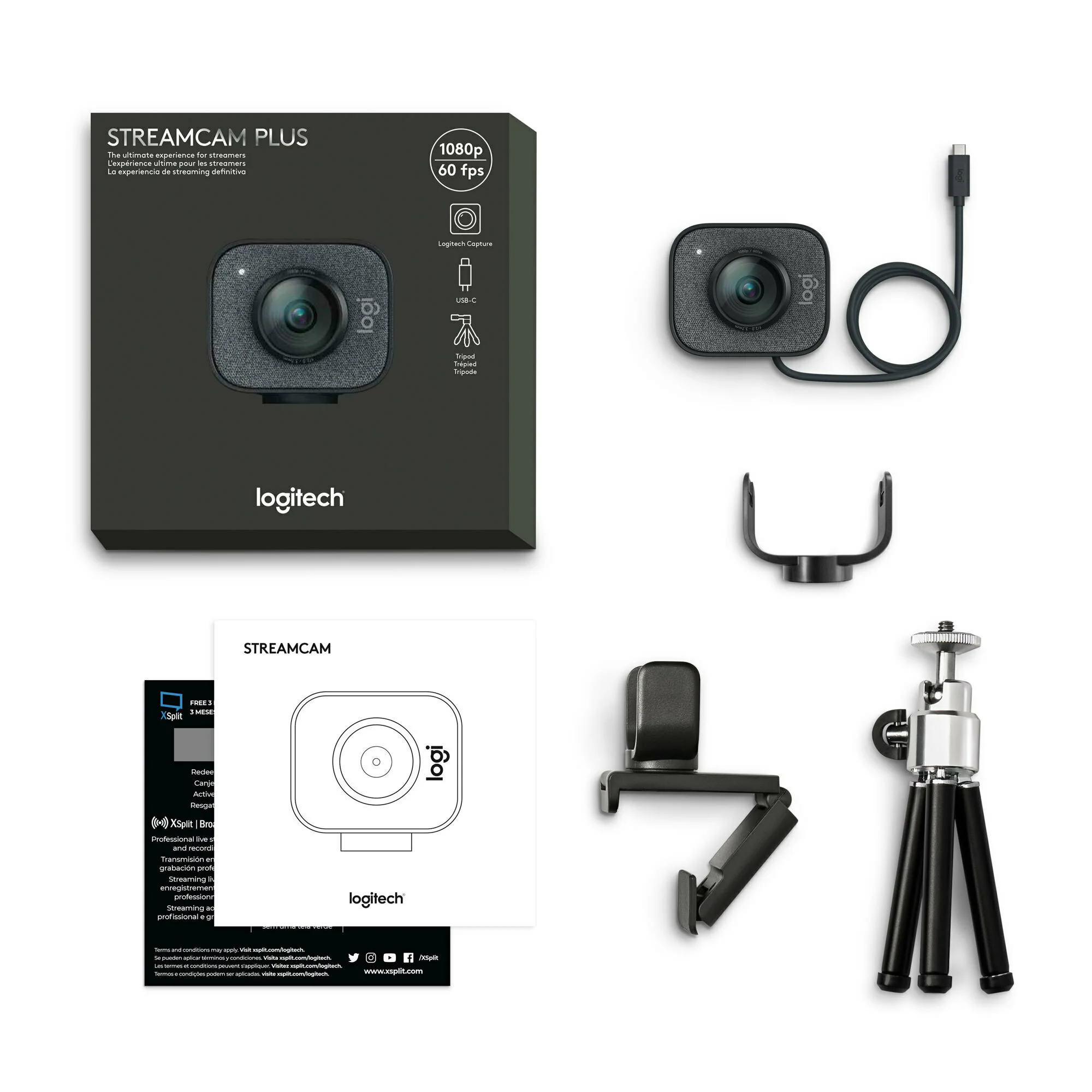 Logitech StreamCam Plus Webcam with Tripod and Yeti Blackout Mic and 4-Port USB Hub - Image 5
