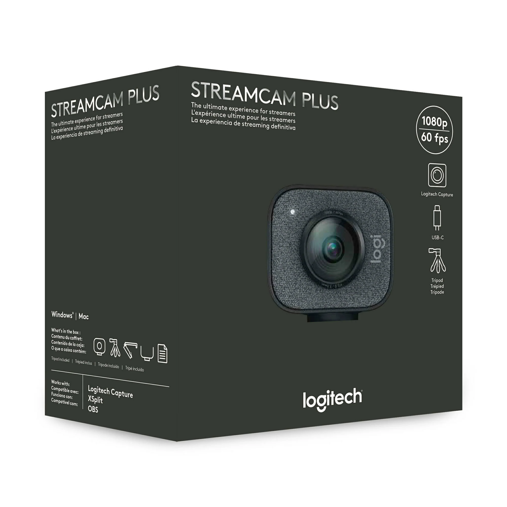 Logitech StreamCam Plus Webcam with Tripod and Yeti Blackout Mic and 4-Port USB Hub - Image 7
