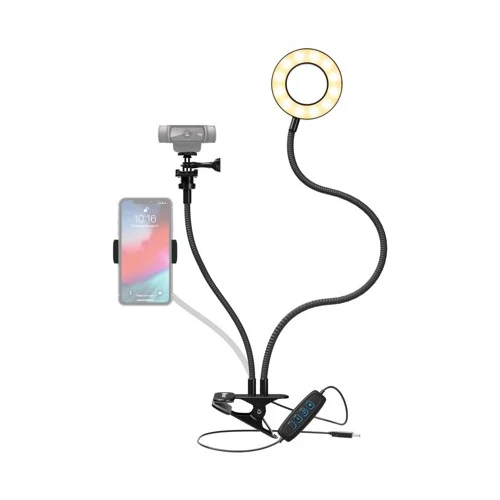 Logitech StreamCam Plus Webcam with Tripod (Graphite) and Webcam Stand with Selfie Ring Light - Image 6