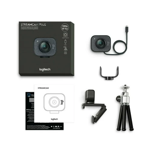 Logitech StreamCam Plus Webcam with Tripod (Graphite) and Webcam Stand with Selfie Ring Light - Image 7