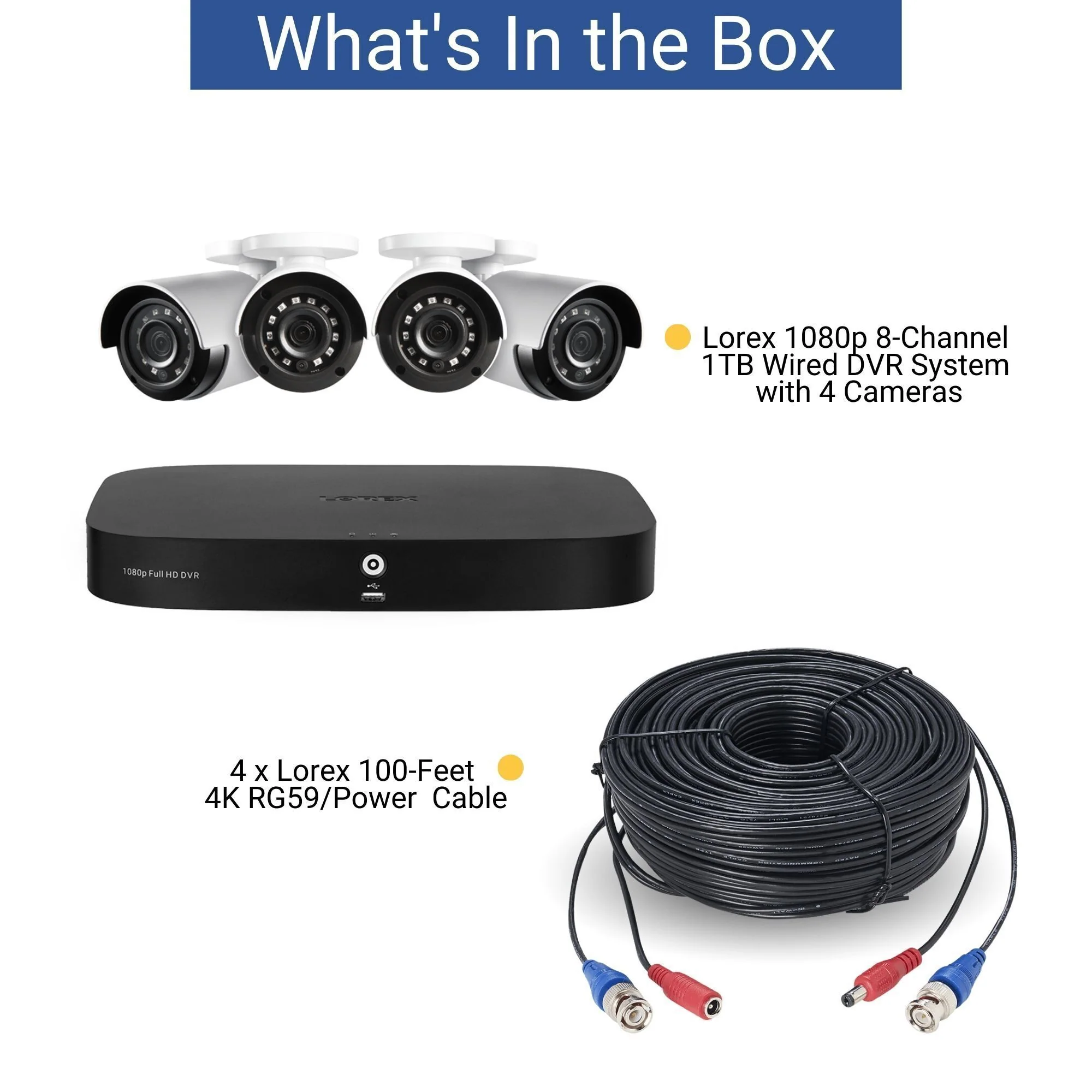 Lorex 1080p 8-Channel 1TB Wired DVR Security System with 4 Cameras and 4K RG59 100ft Power Cables - Image 5