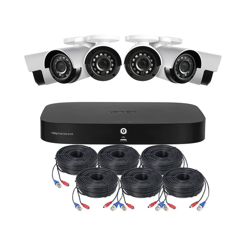 Lorex 1080p 8-Channel 1TB Wired DVR Security System with 6 Cameras and 4K RG59 100ft Power Cables