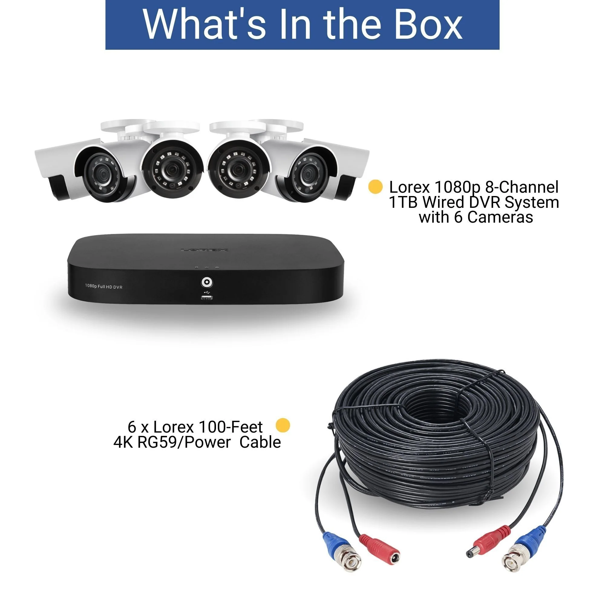 Lorex 1080p 8-Channel 1TB Wired DVR Security System with 6 Cameras and 4K RG59 100ft Power Cables - Image 5