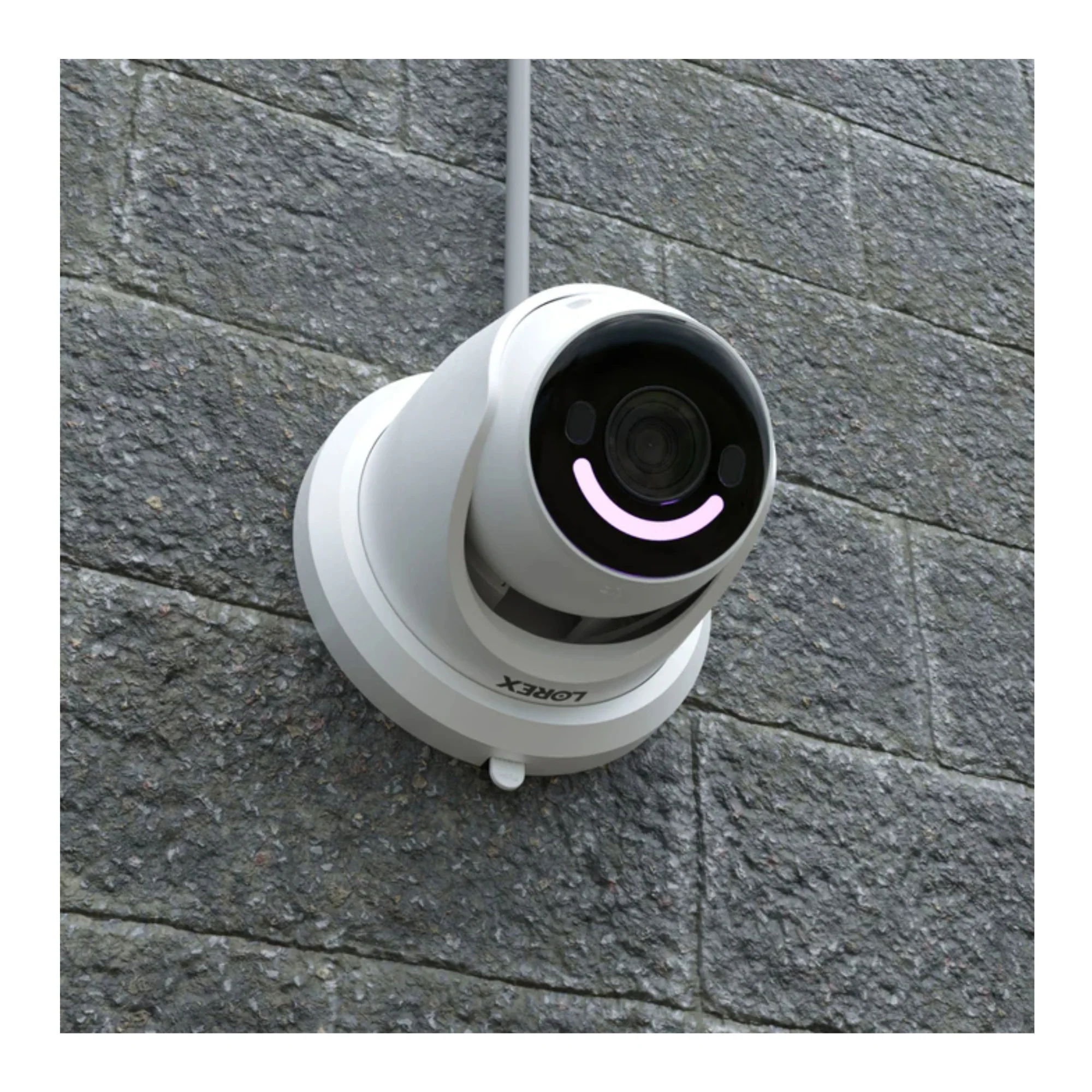 Lorex 4K Wired IP Turret Camera with Color Night Vision Smart Lighting and Siren (White) - Image 2