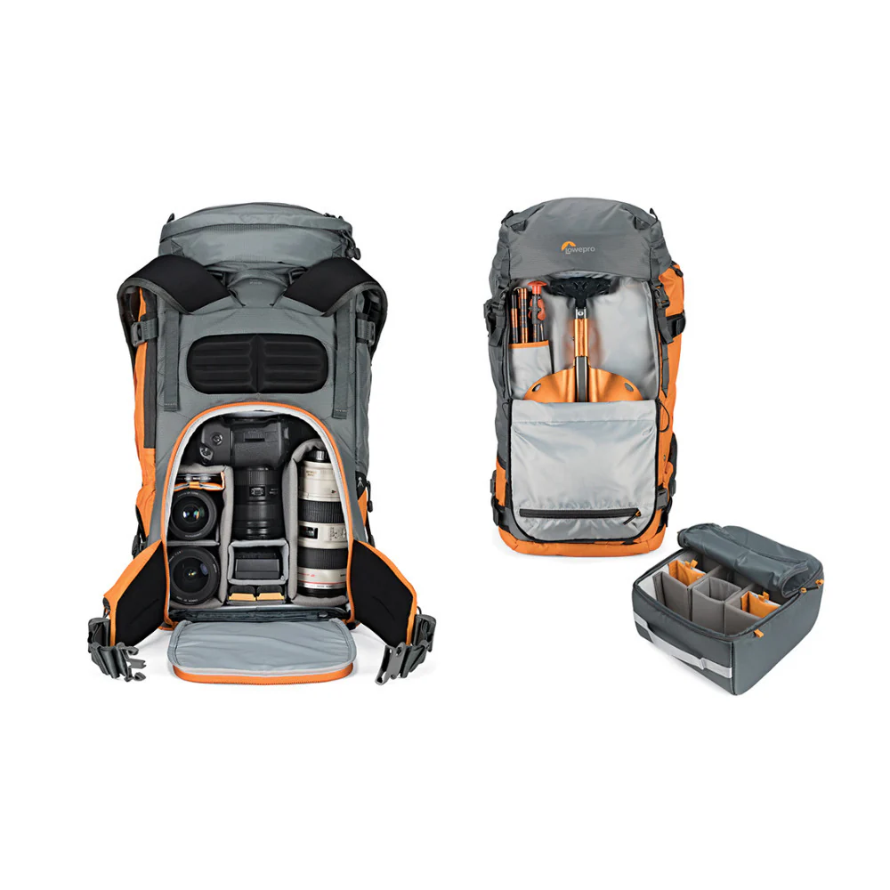 Lowepro 55L Powder Backpack 500 AW (Gray and Orange) - Image 5
