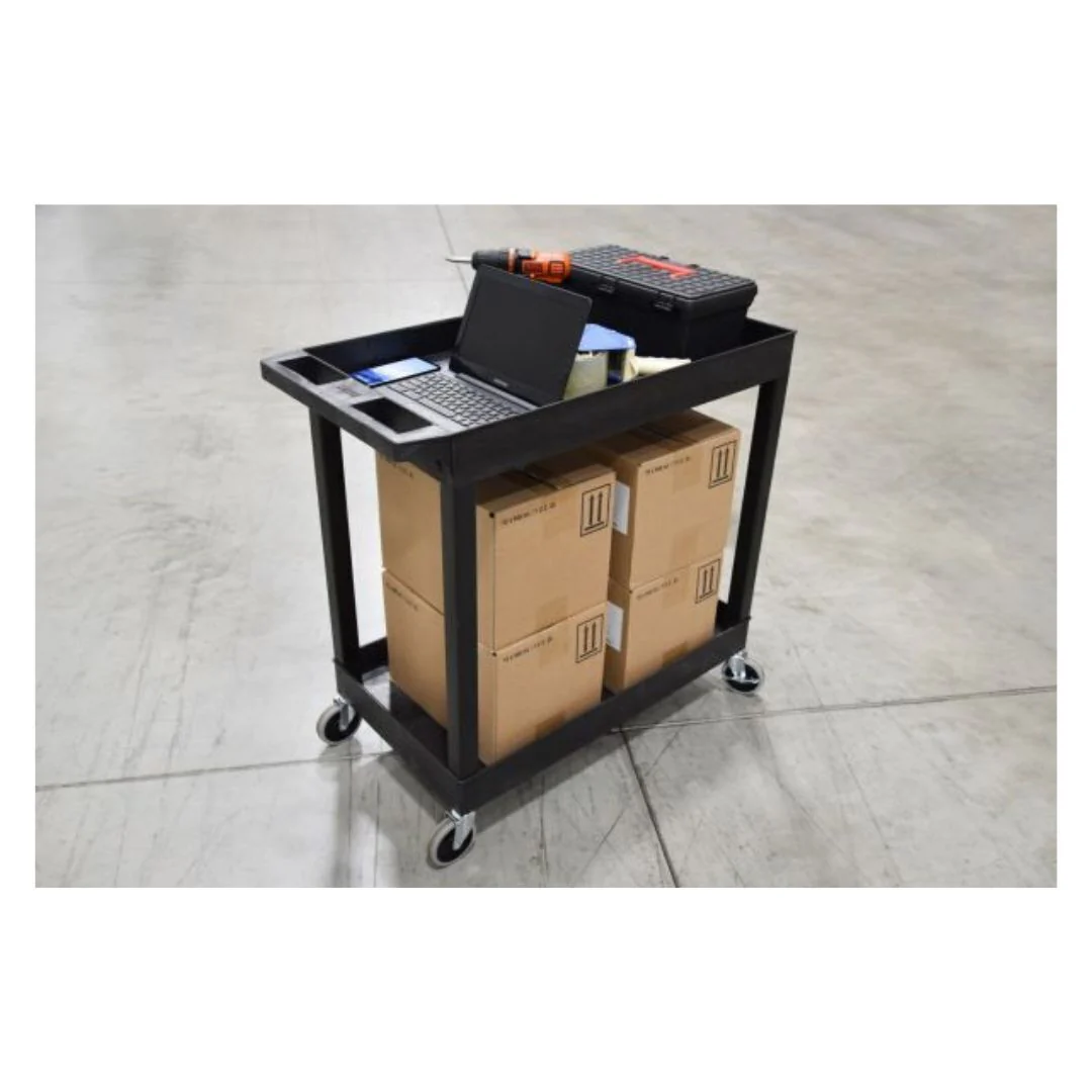 Luxor EC Series 32-Inch x 18-Inch Tub Storage Utility Cart with Two Tub Shelf Cart Suits (Black) - Image 5