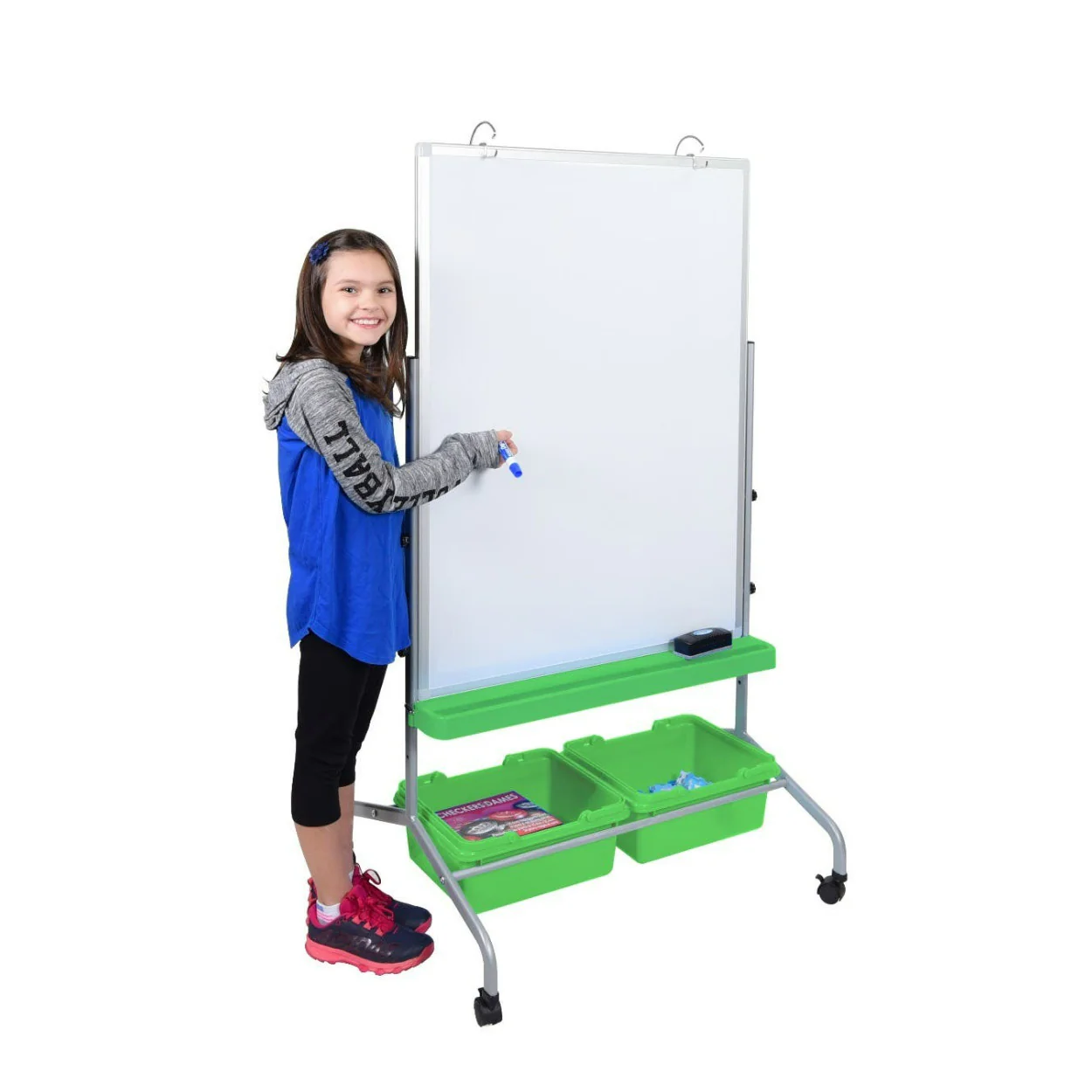 Luxor MB3040WBIN Classroom Chart Stand with Storage Bins, Adjustable Height, and Magnetic Design - Image 6