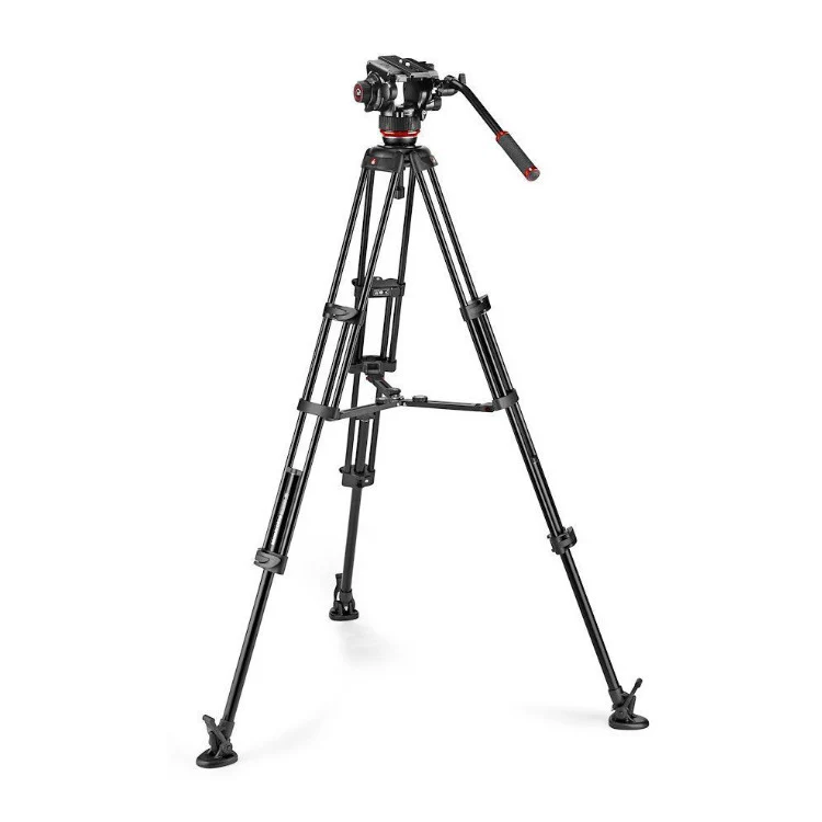 Manfrotto 504X Fluid Video Head with MVTTWINMA Aluminum Twin Leg Tripod with Middle Spreader - Image 2