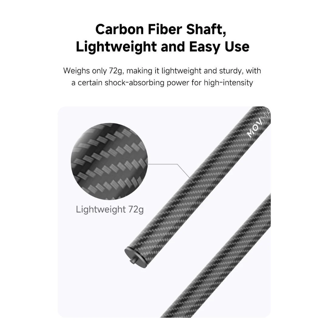 Movmax 25cm Lightweight Carbon Fiber Extension Tube for Movmax Blade Arm and DJI Pocket 3 (Black) - Image 3