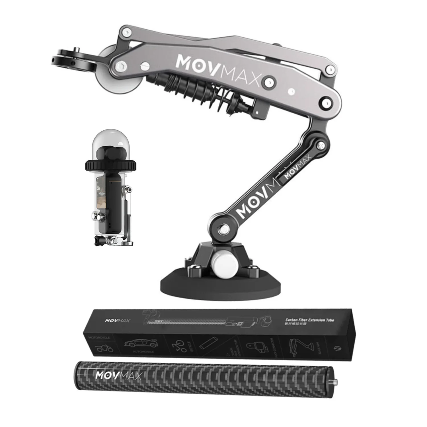 Movmax Blade Arm for DJI Pocket 3, Insta 360, and GoPro HERO 12 Cameras and Extension Tube Bundle