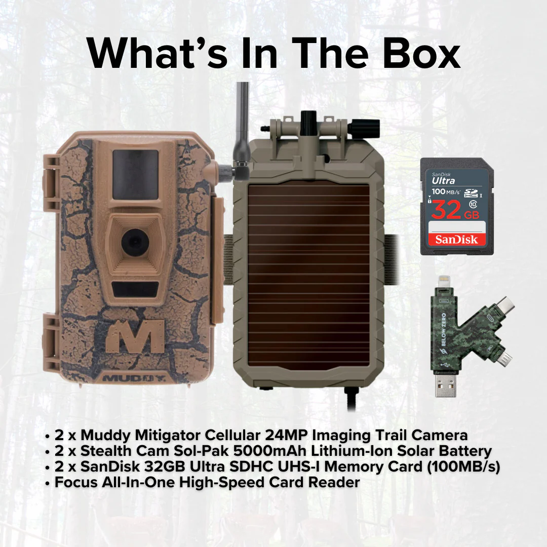 Muddy Mitigator Cellular 24MP Imaging Trail Camera (2-Pack) with 4x Lithium-Ion Solar Battery Bundle - Image 6