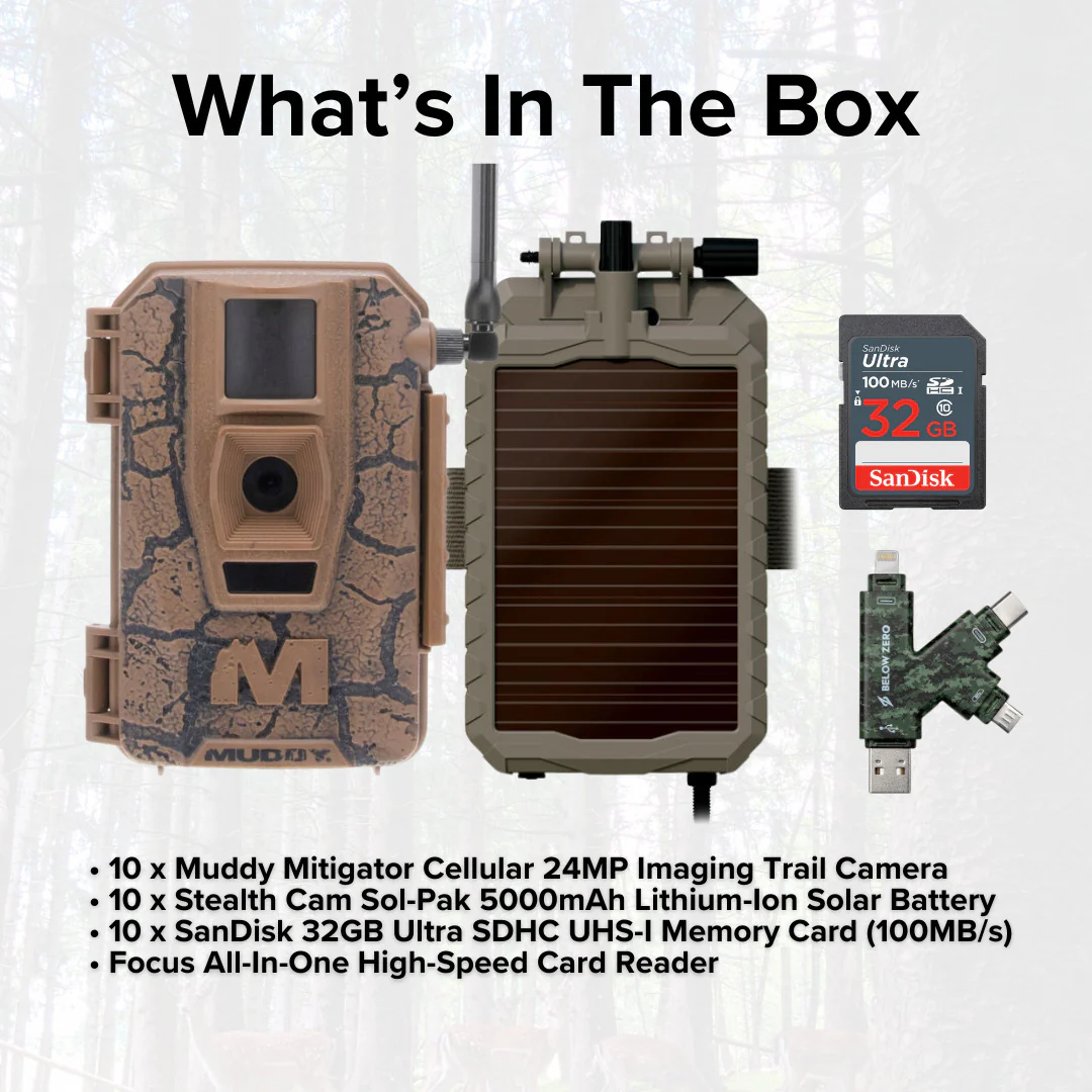 Muddy Mitigator Cellular 24MP Imaging Trail Camera (10-Pack) with 10x 5000mAh Solar Battery Bundle - Image 6