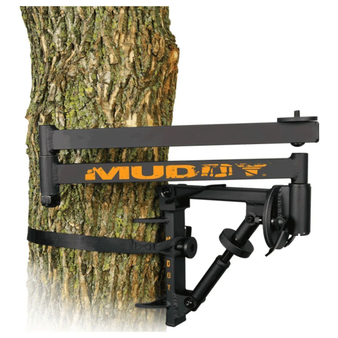 Muddy Outfitter Camera Arm with Steel Construction, 360-Degree Extension, and Bubble Level (Black)