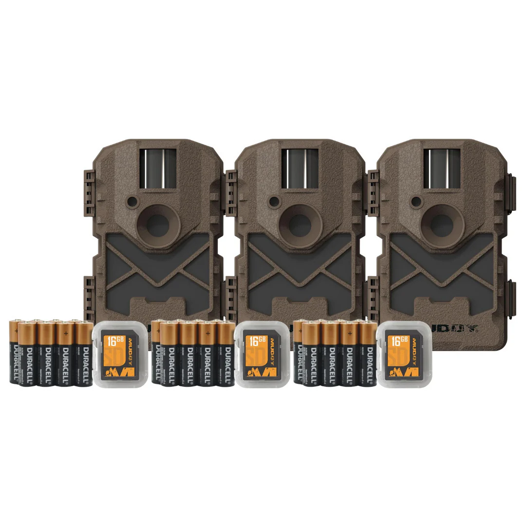 Muddy Pro Cam 20 720p Trail Camera 3-Pack Bundle with SD Card and Batteries