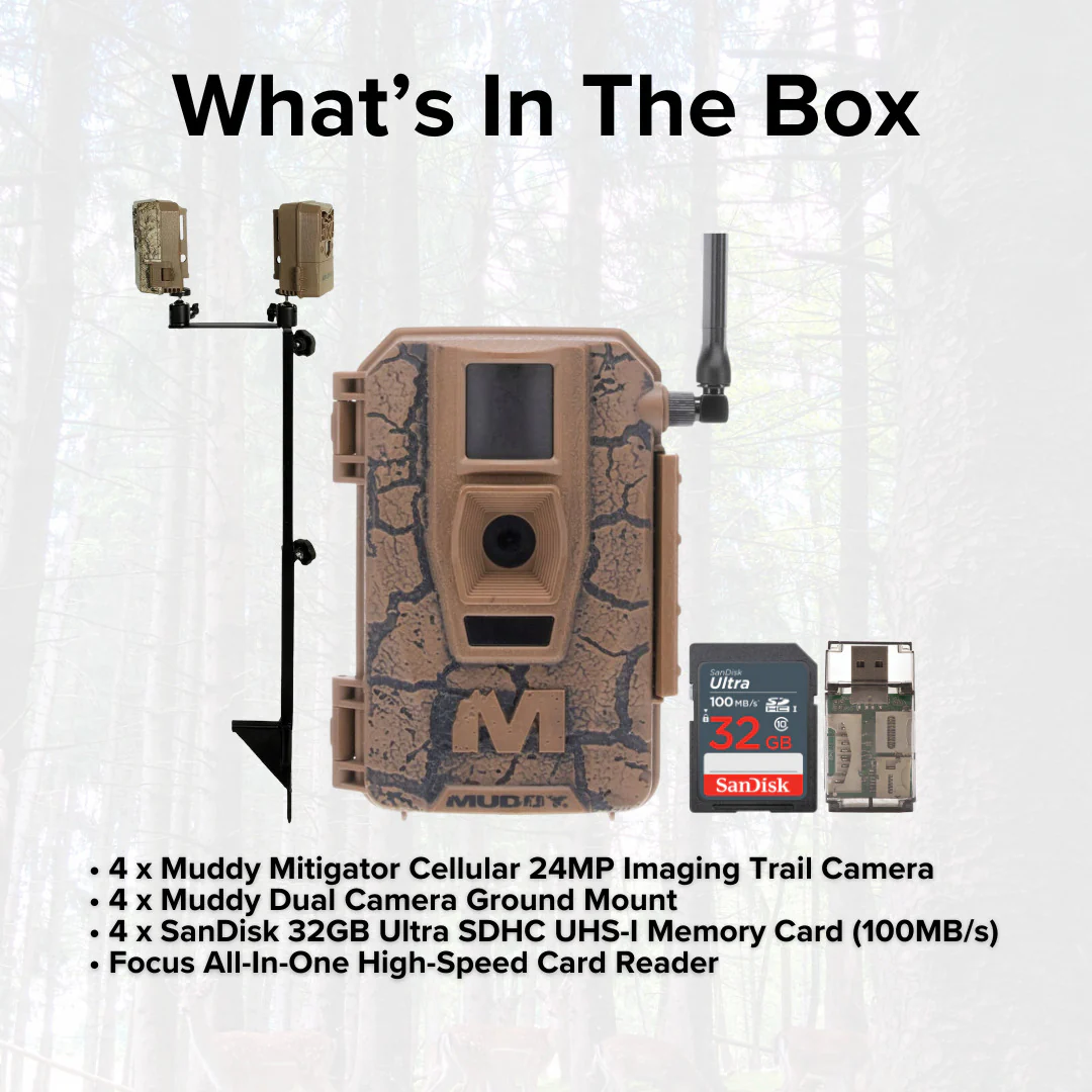 Muddy Mitigator Cellular 24MP Imaging Trail Camera (4-Pack) with SD Card Reader Bundle - Image 5