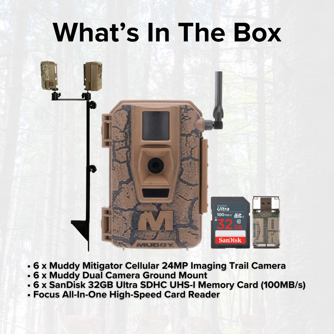 Muddy Mitigator Cellular 24MP Imaging Trail Camera (6-Pack) with SD Card Reader Bundle - Image 5