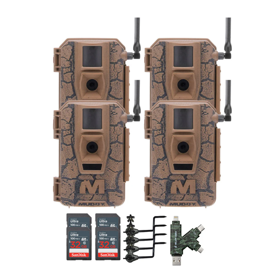 Muddy Mitigator Cellular 24MP Imaging Trail Camera with 0.7 Second Trigger Speed	(4-Pack) Bundle