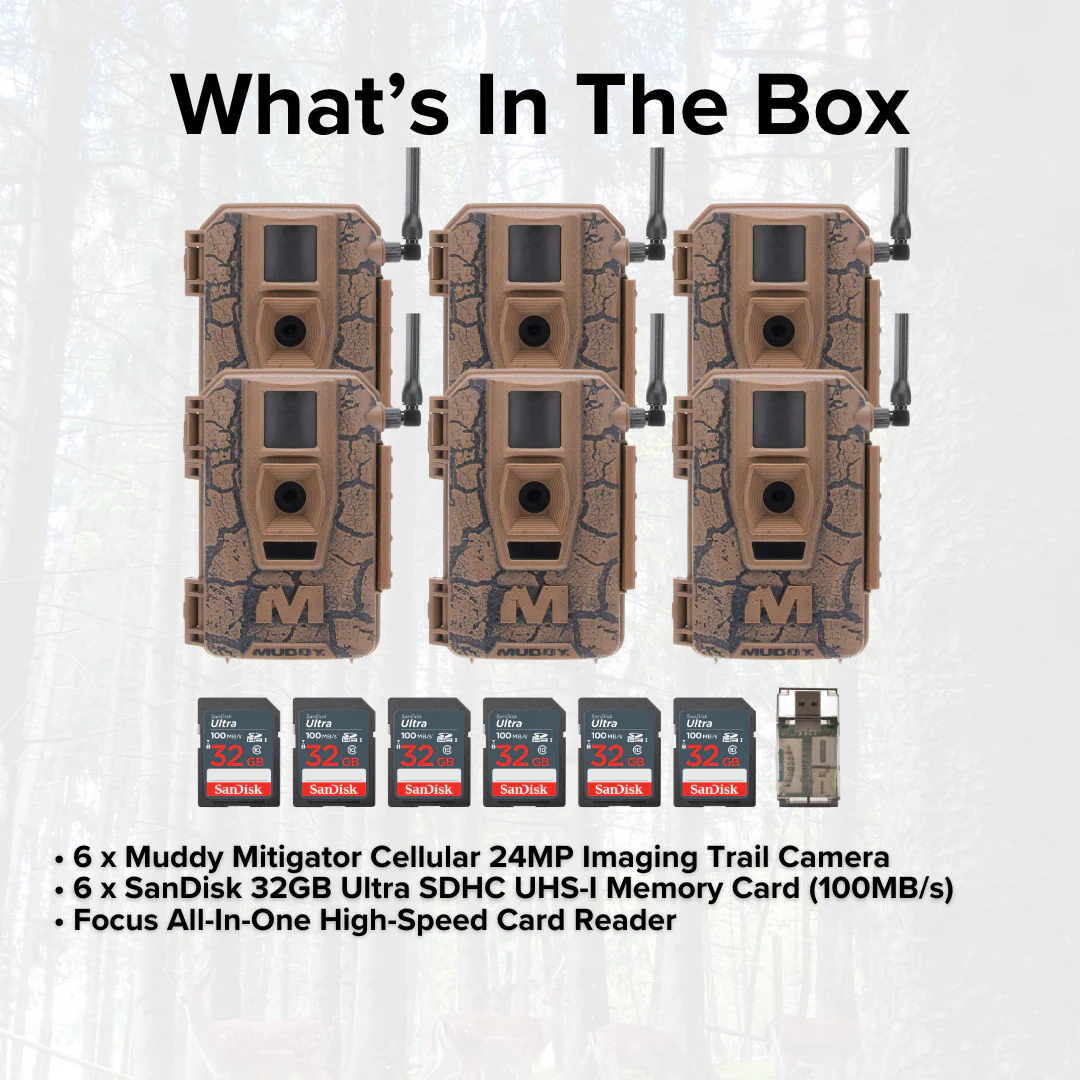 Muddy Mitigator Cellular 24MP Trail Camera with 80 Feet Detection and Flash Range (6-Pack) Bundle - Image 6