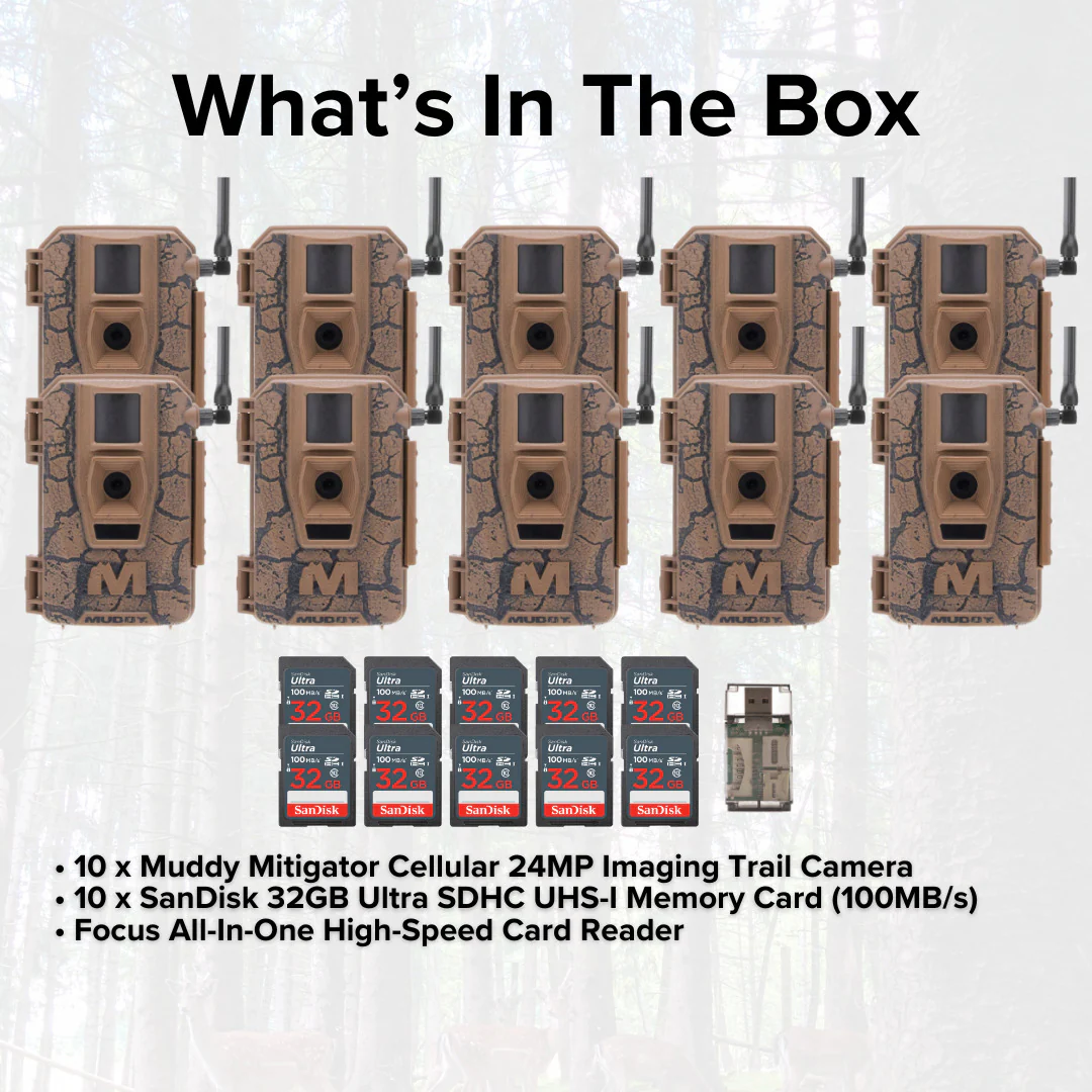 Muddy Mitigator Cellular 24MP Trail Camera with 80 Feet Detection and Flash Range (10-Pack) Bundle - Image 6
