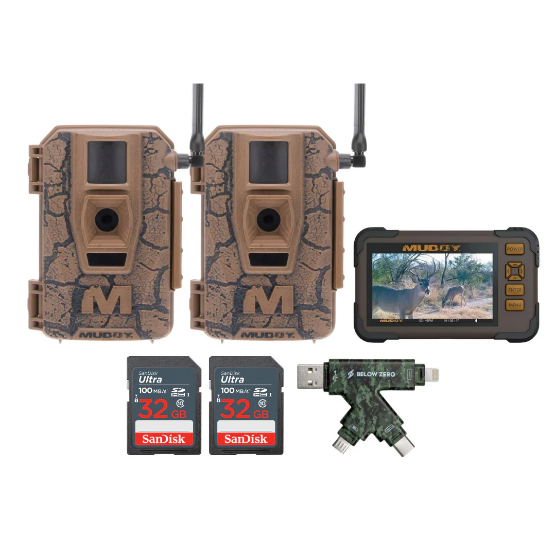Muddy Mitigator Cellular 24MP Imaging Trail Camera with 80 Feet Detection (2-Pack) Bundle