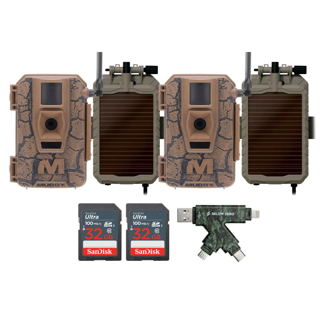 Muddy Mitigator Cellular 24MP Imaging Trail Camera with 80 Feet Detection (2-Pack) Bundle