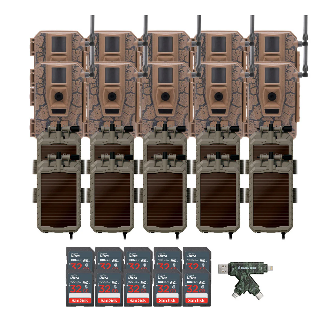 Muddy Mitigator Cellular 24MP Imaging Trail Camera (10-Pack) with 10x Solar Power Panel Bundle