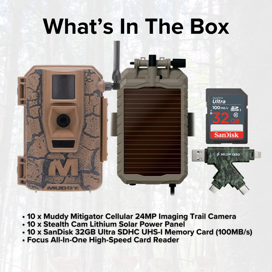 Muddy Mitigator Cellular 24MP Imaging Trail Camera (10-Pack) with 10x Solar Power Panel Bundle - Image 6