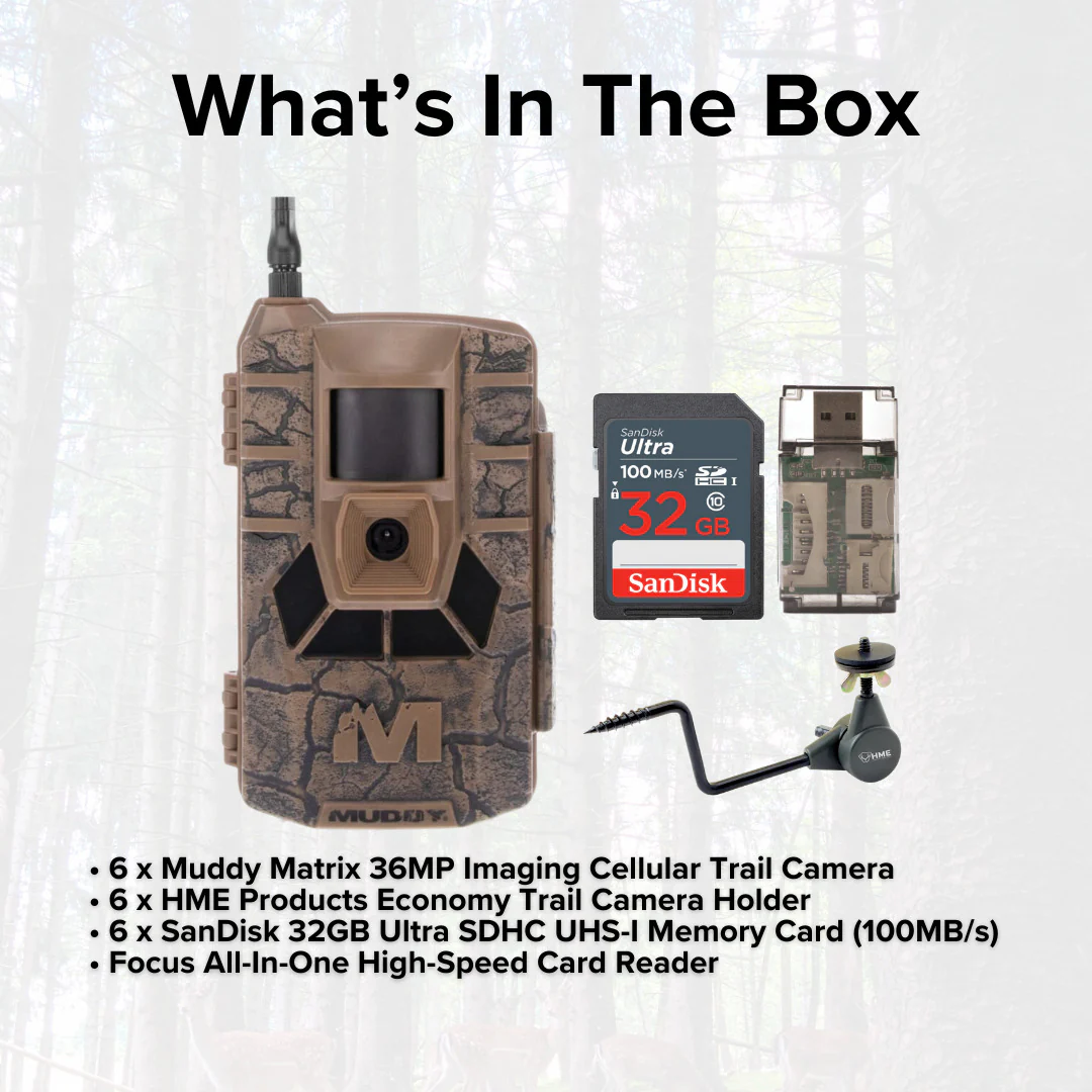 Muddy Matrix 36MP Imaging Cellular Trail Camera with On Demand Photo (Mud, 6-Pack) Bundle - Image 5