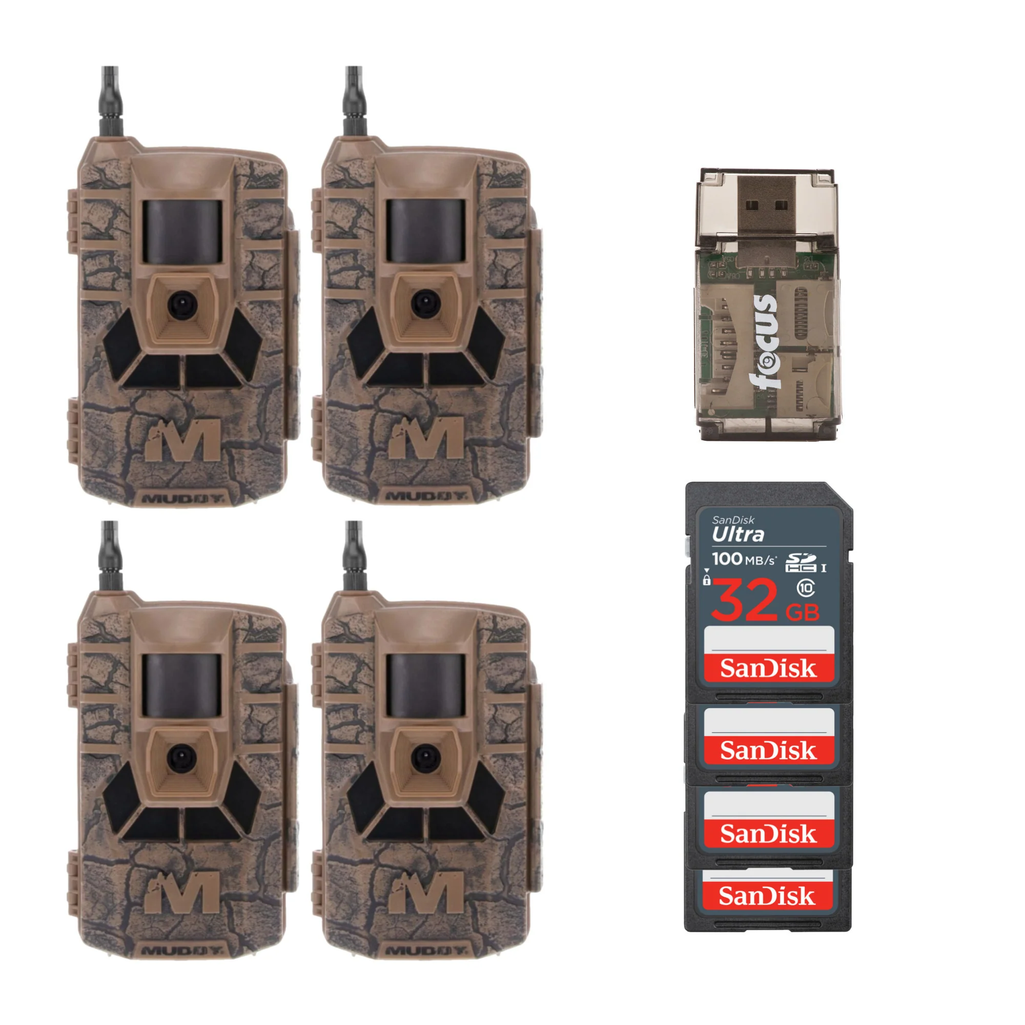 Muddy Matrix 36MP Imaging Cellular Trail Camera with On Demand Photo (Mud, 4-Pack) Bundle