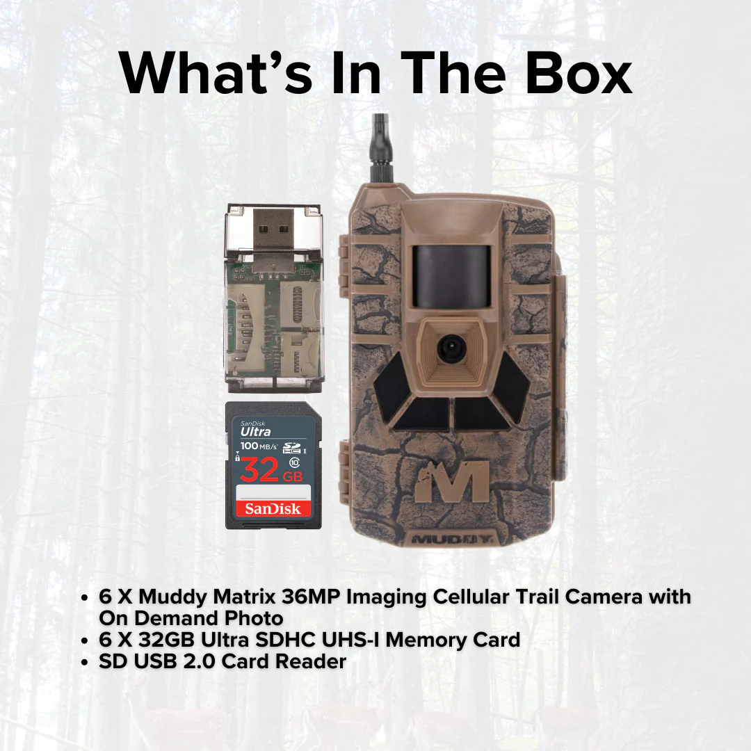 Muddy Matrix 36MP Imaging Cellular Trail Camera with On Demand Photo (Mud, 6-Pack) Bundle - Image 7
