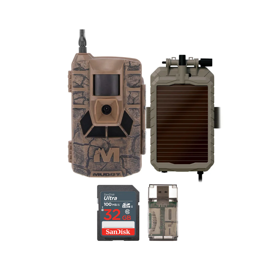 Muddy Matrix 36MP Imaging Cellular Trail Camera with Solar Battery and Memory Card Bundle