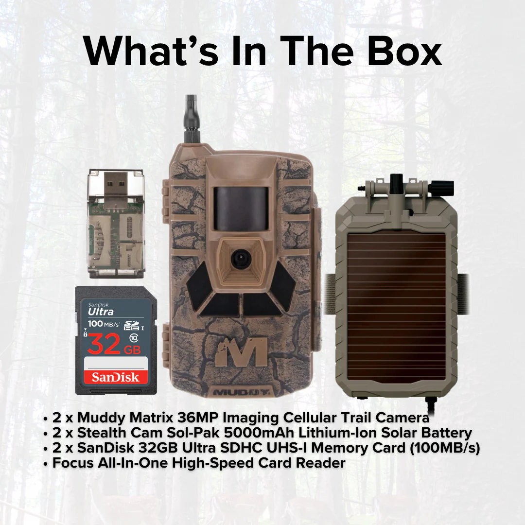 Muddy Matrix 36MP Imaging Cellular Trail Camera (2-Pack) with Solar Battery (2-Pack) Bundle - Image 6