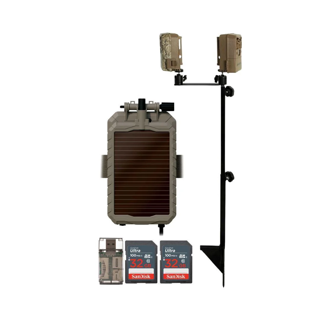 Muddy Dual Camera Ground Mount with Threaded Receiver and Steel Construction (Black) Bundle