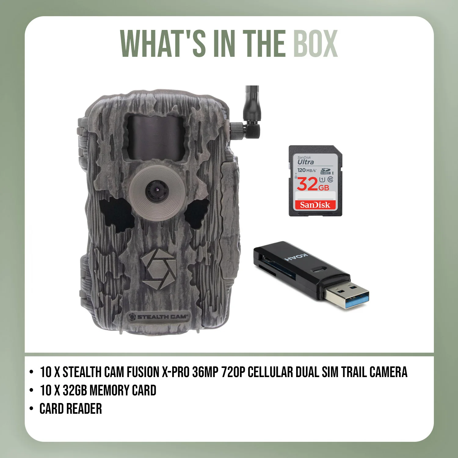 Stealth Cam Fusion X-Pro 36MP 720P Cellular Dual Sim Trail Camera 10-Pack Bundle - Image 8
