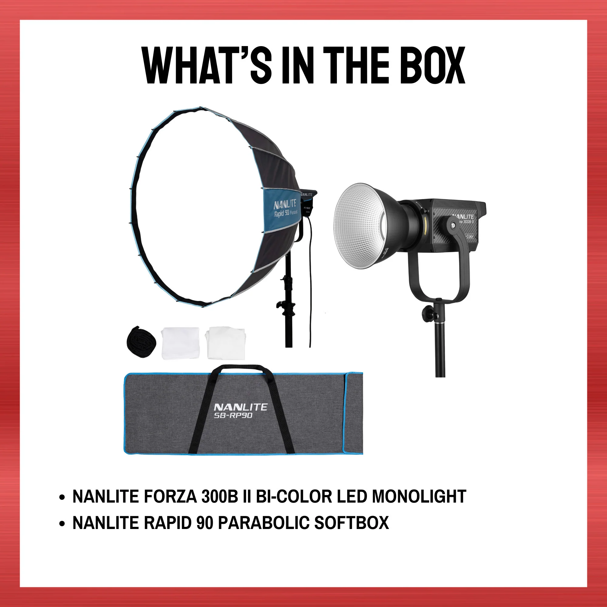 Nanlite Forza 300B II Spotlight with Nanlite Rapid 90 Parabolic Softbox Bundle - Image 8