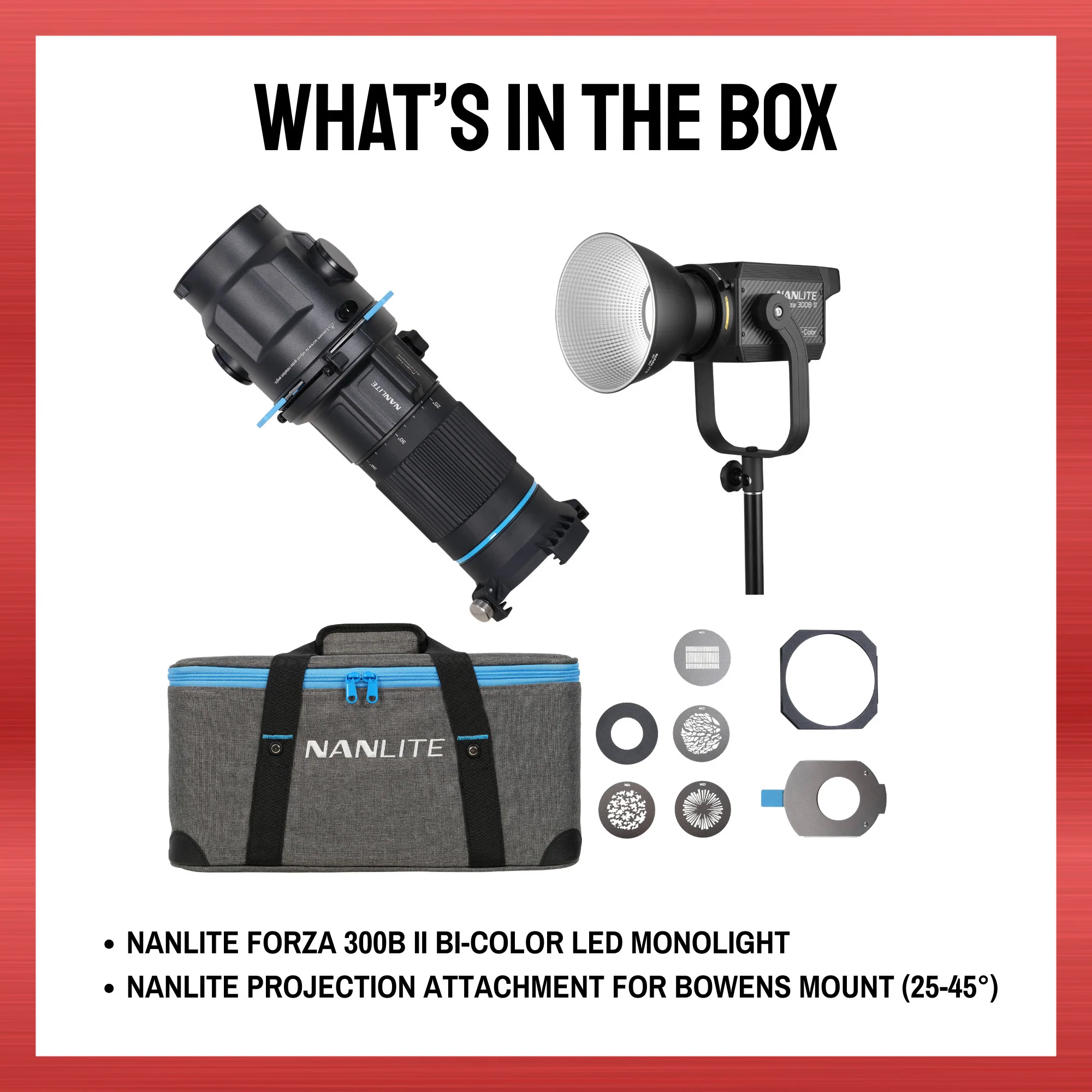 Nanlite Forza 300B II Spotlight with Projection Attachment Bowens Mount Bundle - Image 8