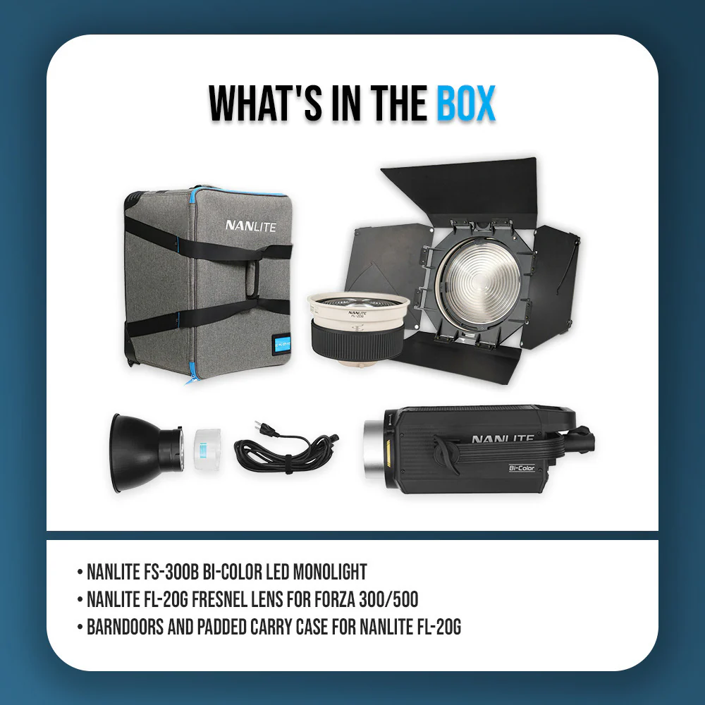 Nanlite FS-300B Bi-Color LED Monolight with Fresnel Lens for Forza 300/500 - Image 7