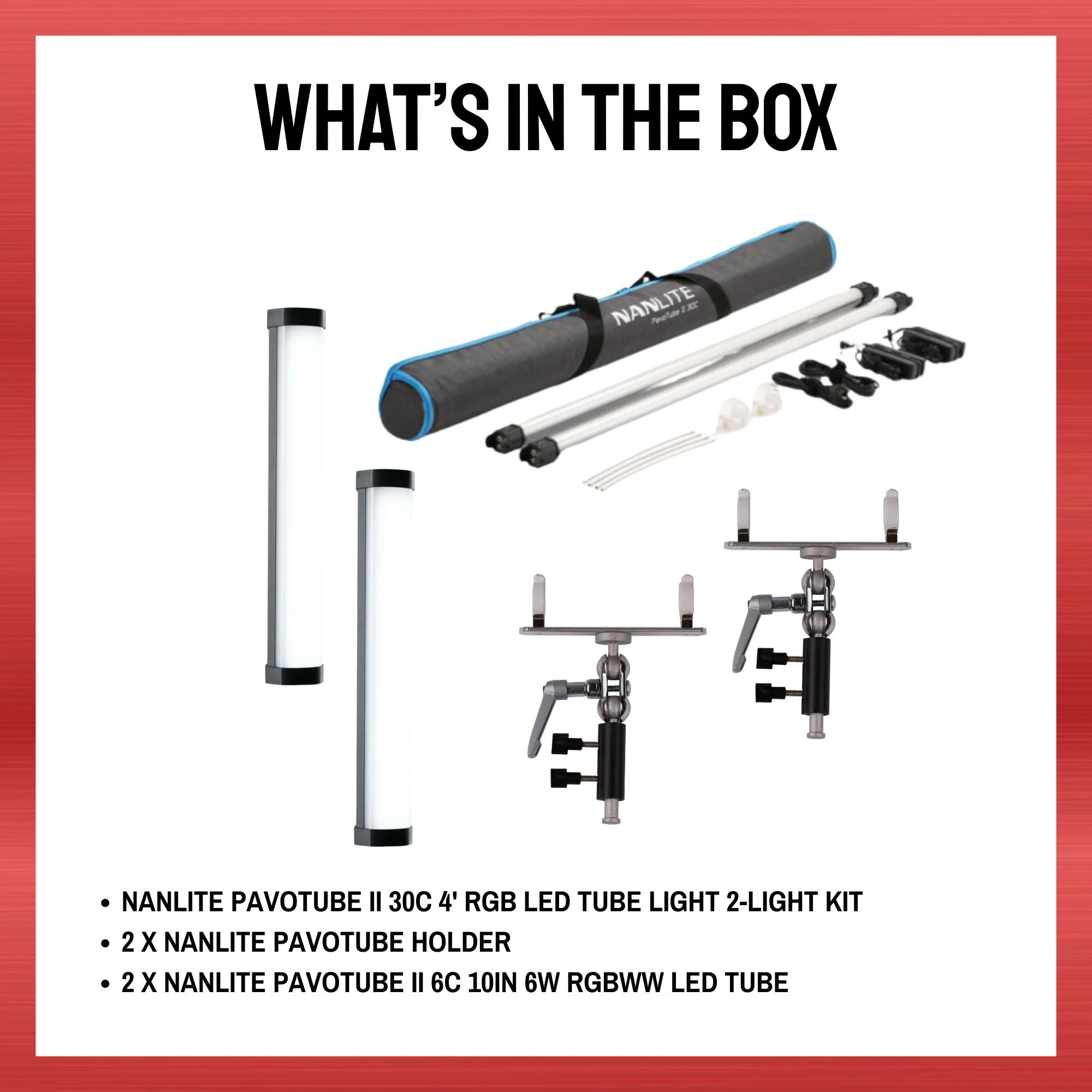 Nanlite PavoTube II 30C 4' RGB LED 2-Light Kit Bundle with Accessories - Image 7