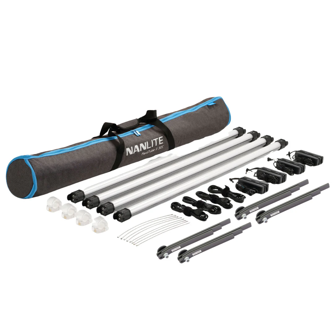 Nanlite PavoTube II 30C 4-Foot LED Tube 4-Light Kit with (4-Pack) Floor Stand